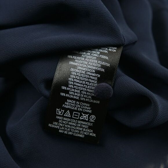 Anthropologie Maeve Navy Blue Fringe Sequin Trim Tank Dress Womens Sz 2 - Picture 7 of 7